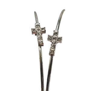 Rhinestone Cross Hoop Earrings